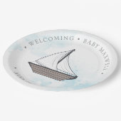 Ahoy. Het is een jongen! Baby Sailboot Baby Papieren Bordje (Gekanteld)