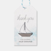 Ahoy. Het is een jongen! Baby Sailboot Hartelijk d Cadeaulabel (Voorkant)