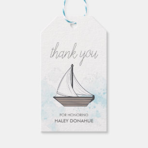 Ahoy. Het is een jongen! Baby Sailboot Hartelijk d Cadeaulabel