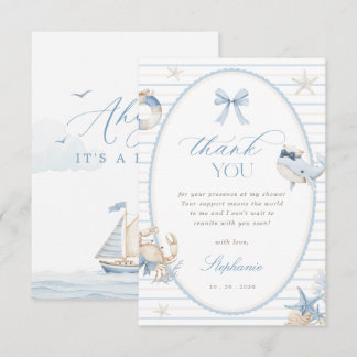 Ahoy Het is een Jongen Baby Shower Bedankkaart