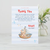 Ahoy het is een jongen baby shower bedankt kaart (Staand voorkant)