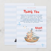 Ahoy het is een jongen baby shower bedankt kaart (Voorkant / Achterkant)