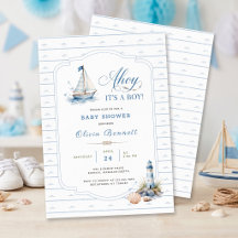 Ahoy het is een jongen Baby Shower Blauwe Zeilboot