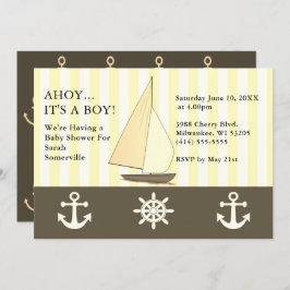 Ahoy Het is een Jongen Baby shower die Sepia Style Kaart