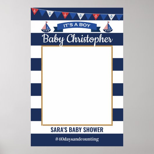 Ahoy Het Is Een Jongen Baby Shower Fotoprop Frame Poster (Voorkant)