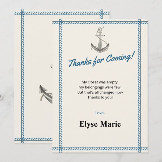 Ahoy. Het is een jongen! Baby shower Hartelijk dan Kaart (Voorkant / Achterkant)