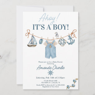Ahoy het is een jongen baby shower kaart