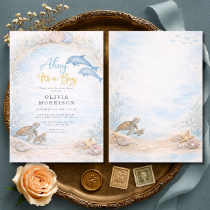 Ahoy het is een jongen baby shower kaart