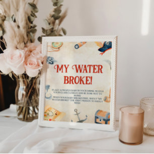 Ahoy het is een jongen Baby shower mijn water brak Reclamebord Met Voetstuk