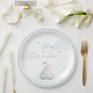Ahoy Het is een Jongen Baby Shower Papieren Borden Bordje