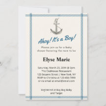 Ahoy. Het is een jongen! Baby shower Uitnodiging