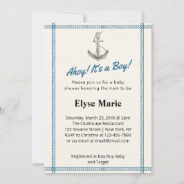 Ahoy. Het is een jongen! Baby shower Uitnodiging