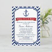 Ahoy. Het is een jongen! baby shower Uitnodiging (Staand voorkant)