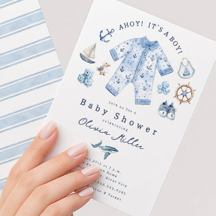 Ahoy Het is een Jongen Baby Shower Uitnodiging