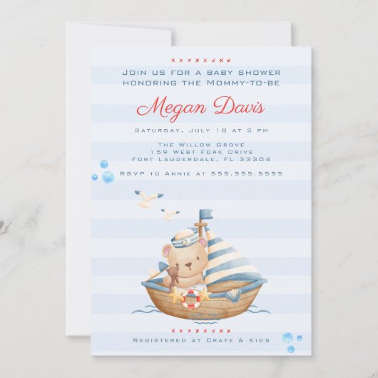 Ahoy Het Is Een Jongen Baby Shower Uitnodigingen (Voorkant)