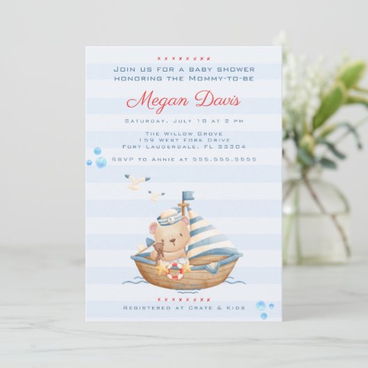 Ahoy Het Is Een Jongen Baby Shower Uitnodigingen (Staand voorkant)