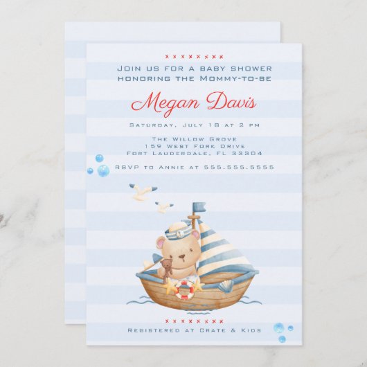 Ahoy Het Is Een Jongen Baby Shower Uitnodigingen (Voorkant / Achterkant)