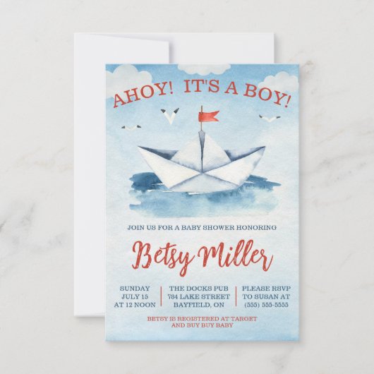 AHOY! Het is een jongen! Baby shower van een zeepa Kaart (Voorkant)