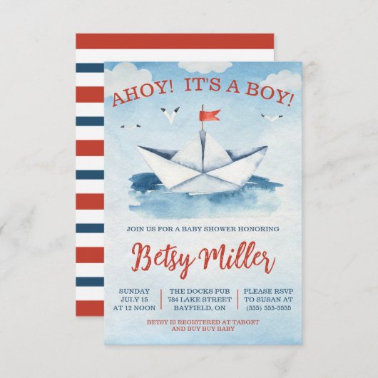 AHOY! Het is een jongen! Baby shower van een zeepa Kaart (Voorkant / Achterkant)