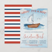 AHOY! Het is een jongen! Baby shower voor zeilbote Kaart (Voorkant / Achterkant)