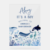 Ahoy het is een jongen Baby shower welkom Acryl Bord (Voorkant)