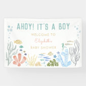Ahoy! Het is een jongen Baby shower welkom Spandoek (Horizontaal)