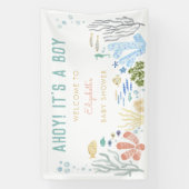 Ahoy! Het is een jongen Baby shower welkom Spandoek (Verticaal)