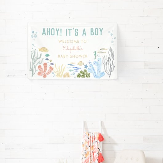 Ahoy! Het is een jongen Baby shower welkom Spandoek (Insitu)