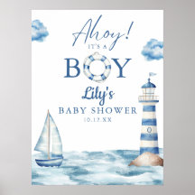 Ahoy het is een jongen baby shower welkomstbord