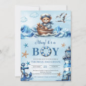 Ahoy het is een jongen blauw en bruin teddybeer ze kaart (Voorkant)