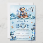 Ahoy het is een jongen blauw en bruin teddybeer ze kaart (Voorkant)