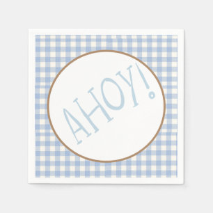 Ahoy het is een jongen blauw en wit baby servet