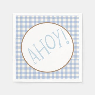 Ahoy het is een jongen blauw en wit baby servet