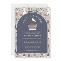 Ahoy Het is een Jongen Blauw Nautical Thema Baby B