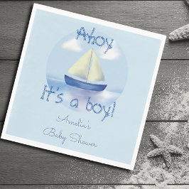 Ahoy, het is een jongen! Blauwe Baby Borrel Servet