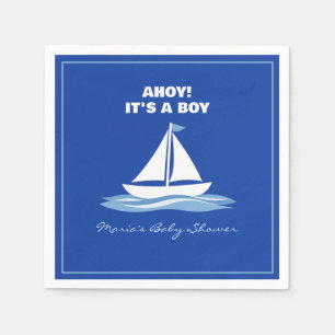 Ahoy het is een jongen! Blauwe Nautische Boot Baby Servet