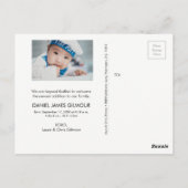 Ahoy, het is een jongen! Blue Nautical Threadtic B Briefkaart (Achterkant)