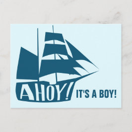 Ahoy, het is een jongen! Blue Nautical Threadtic B Briefkaart