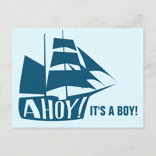 Ahoy, het is een jongen! Blue Nautical Threadtic B Briefkaart (Voorkant)