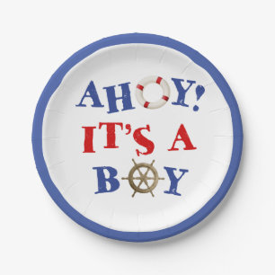 Ahoy. Het is een jongen! Bord Nautisch Baby shower