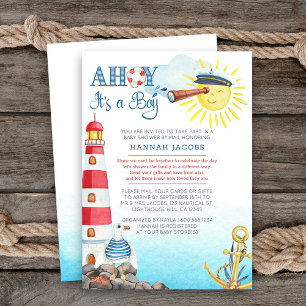 Ahoy het is een Jongen Cute Nautilus Baby Shower p Kaart