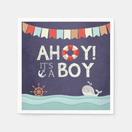 Ahoy het is een jongen douche servetten oceaan nau