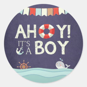 Ahoy Het is een jongen Envelope sticker Nautical