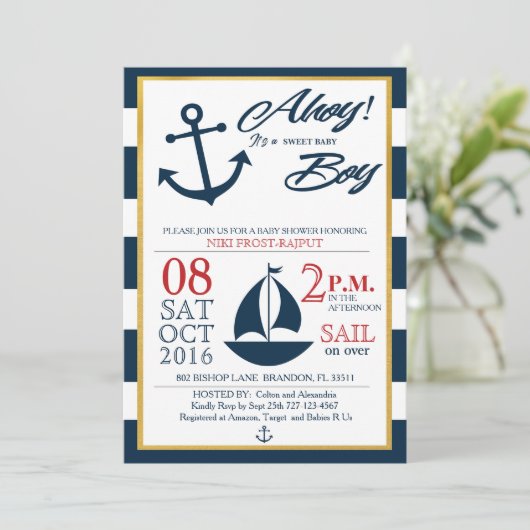 Ahoy. Het is een jongen! Kaart (Staand voorkant)