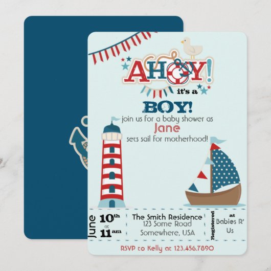 Ahoy Het is een jongen! Kaart (Voorkant / Achterkant)