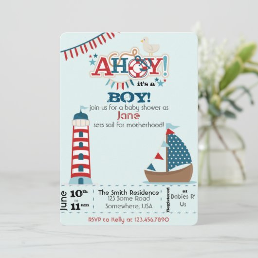 Ahoy Het is een jongen! Kaart (Staand voorkant)