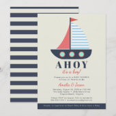 Ahoy Het is een Jongen Koppels Baby shower Uitnodi Kaart (Voorkant / Achterkant)