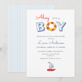 Ahoy het is een jongen leuk zeilboot Jongens Baby  Kaart