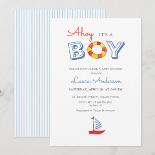 Ahoy het is een jongen leuk zeilboot Jongens Baby Kaart