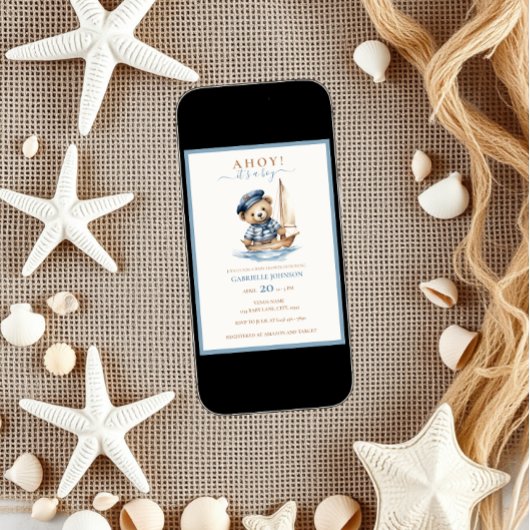 Ahoy, het is een jongen! minimalistisch nautisch B Kaart